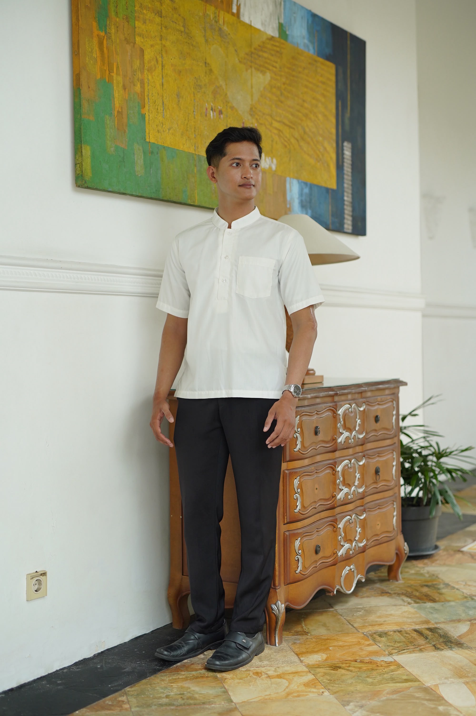 Kemeja koko lengan pendek - M